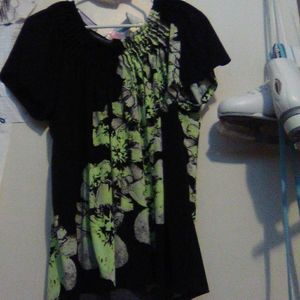 Green and black blouse